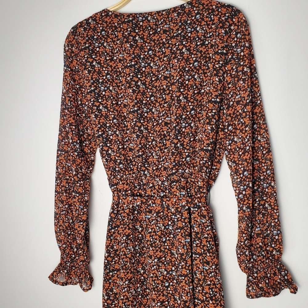 RW&Co Long Sleeve Printed Chiffon High-Low Dress - Picture 11 of 12